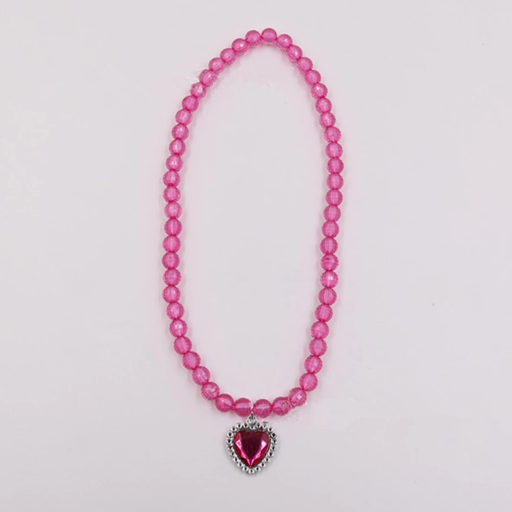 

Princess Necklace Bracelet Set Kids Jewelry for Girls Toddler Heart Shaped Accessories Party Gift Cute Fashion Little for girls