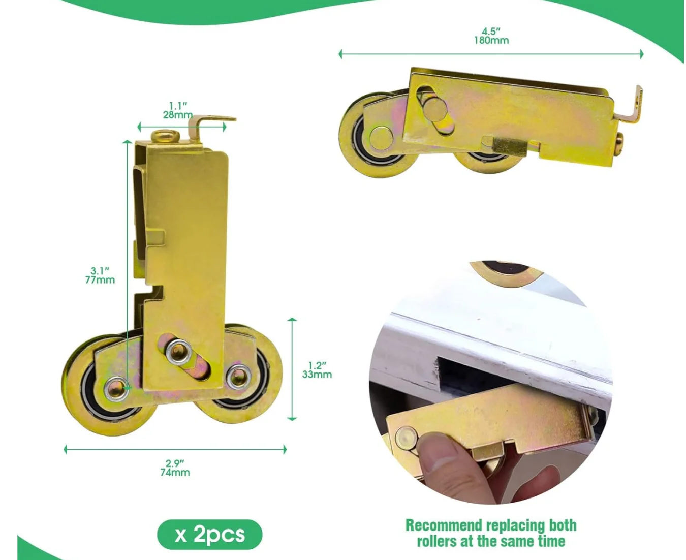 Door Window Pulley Sliding Old-Fashioned Sliding Window Door Rollers Hardware Accessories 1-1/4inch Load Bearing 265lbs
