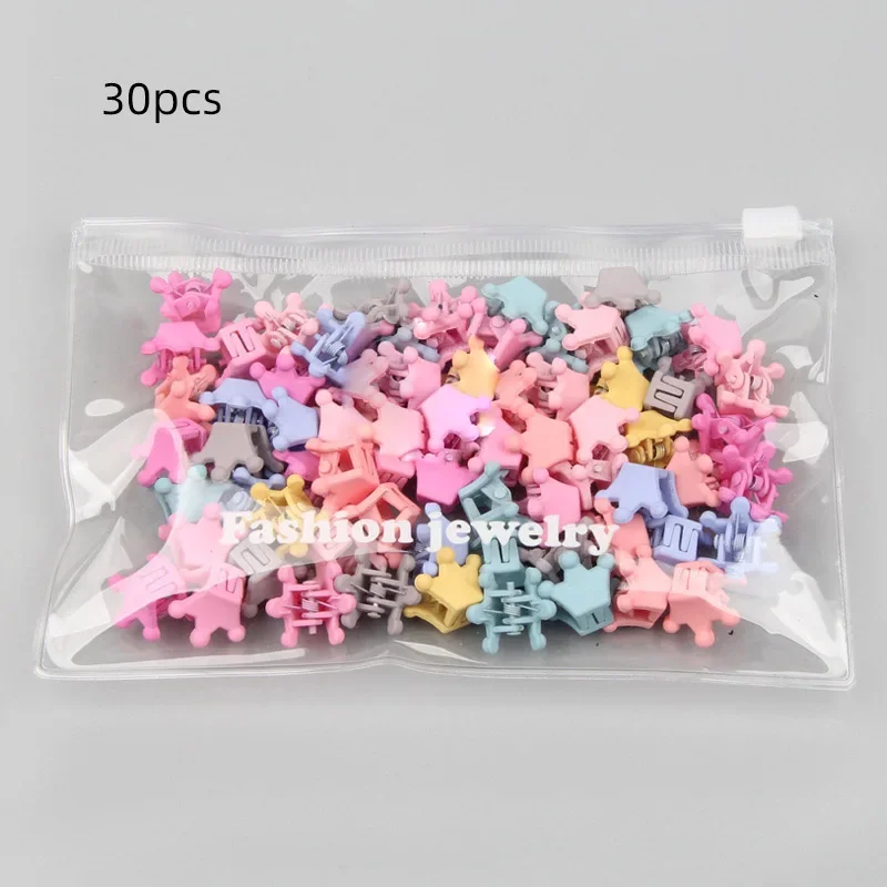 30Pcs/Bag Mini Cute Hair Claws Clips For Girls Baby Colorful Hairpin Cartoon Rabbit Flower Crown Star Hair Clips Children Clamp