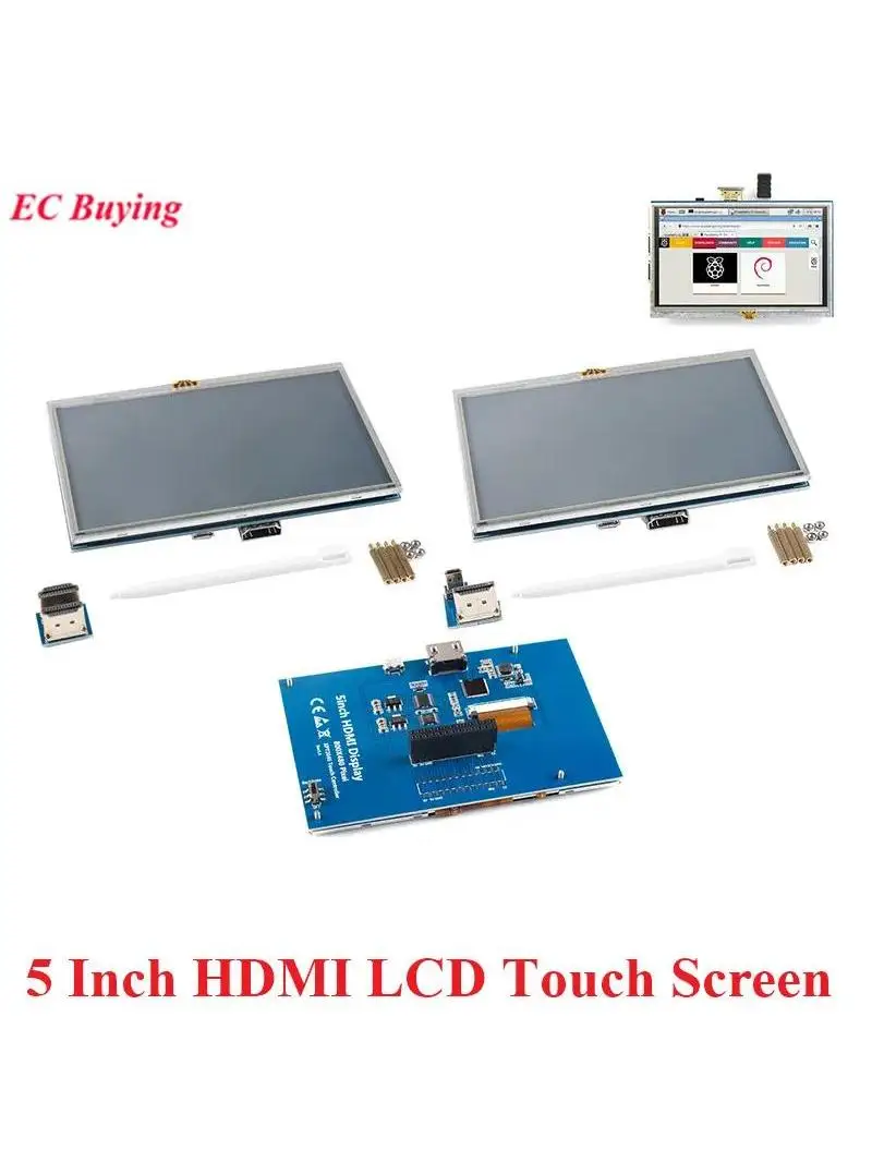 5-calowy moduł wyświetlacza LCD HDMI z rezystancyjnym ekranem dotykowym 800x480 3,5'' 5,0'' Monitor TFT dla Raspberry Pi 3. i 4. generacji 3 A+/B+/2B/3B+/4B — zdjęcie produktu 7