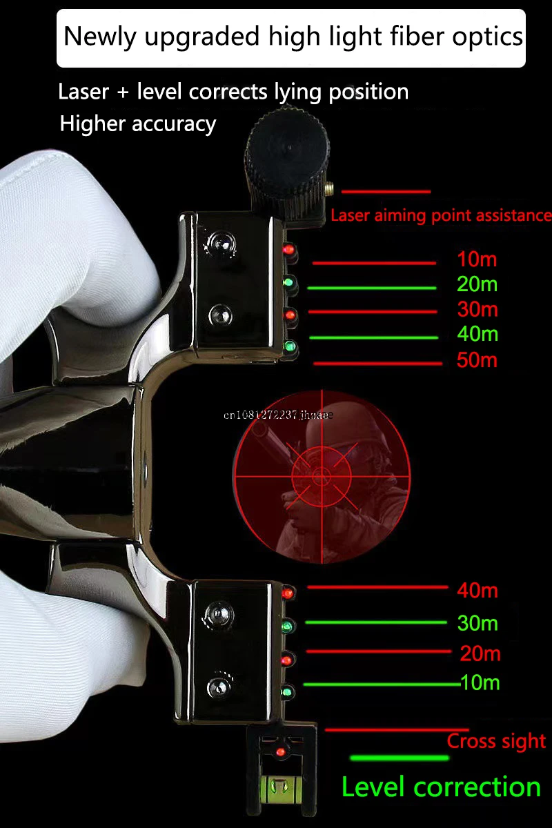 Tirachinas de alta precisión con nivel láser, catapulta con lazo de presión rápida, accesorios de caza para deportes al aire libre