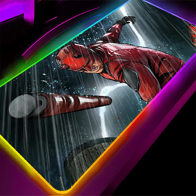 لوحة ماوس LED XXL Daredevil Locking Edge Anime Gamer Computer RGB Mousepad ملحقات الألعاب اللوحي Varmilo لوحة المفاتيح الخلفية