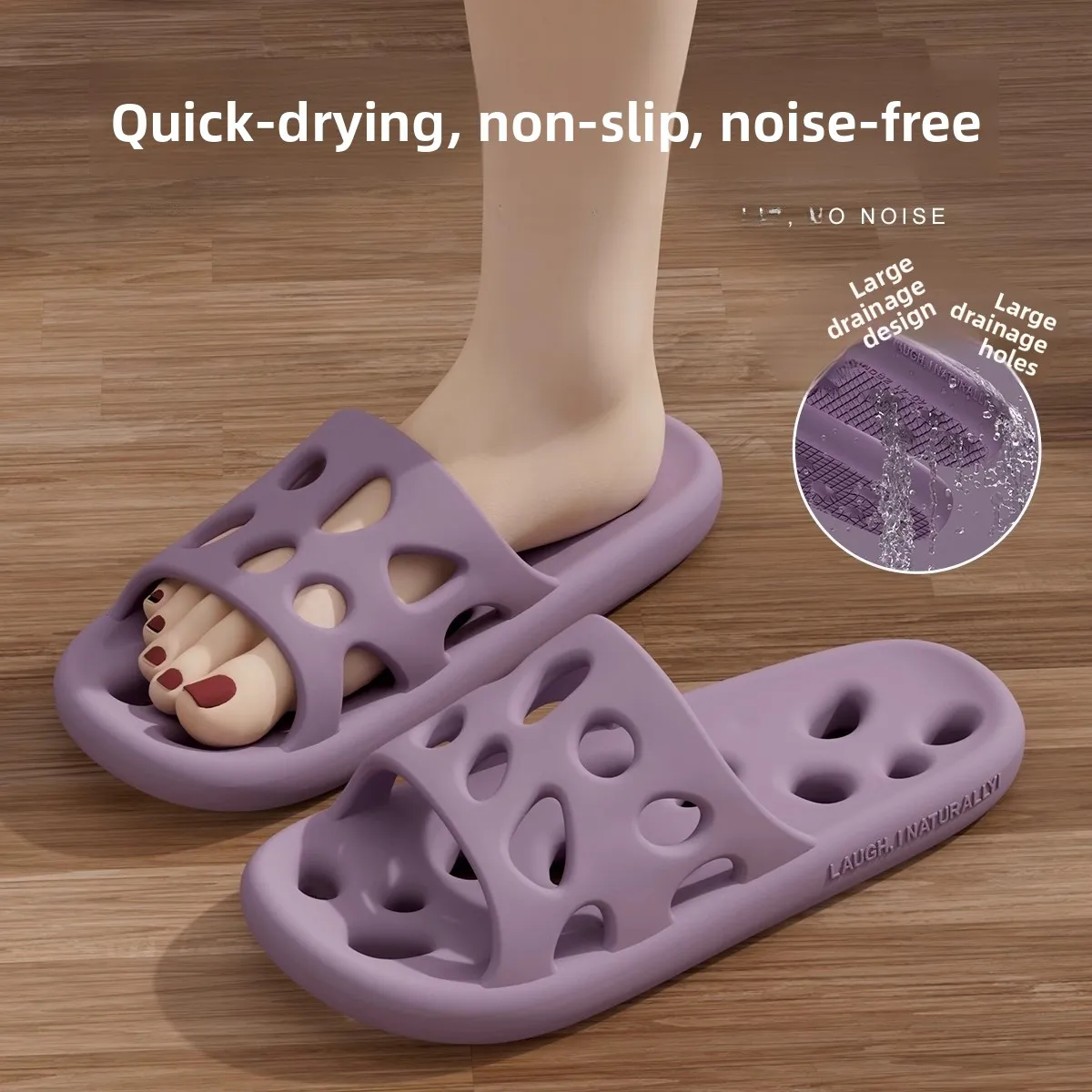 

Bathroom Slippers Women's 2026 New Summer Indoor Home Bath Special Anti-slip Leakproof Hollow Silent Cool Slippers