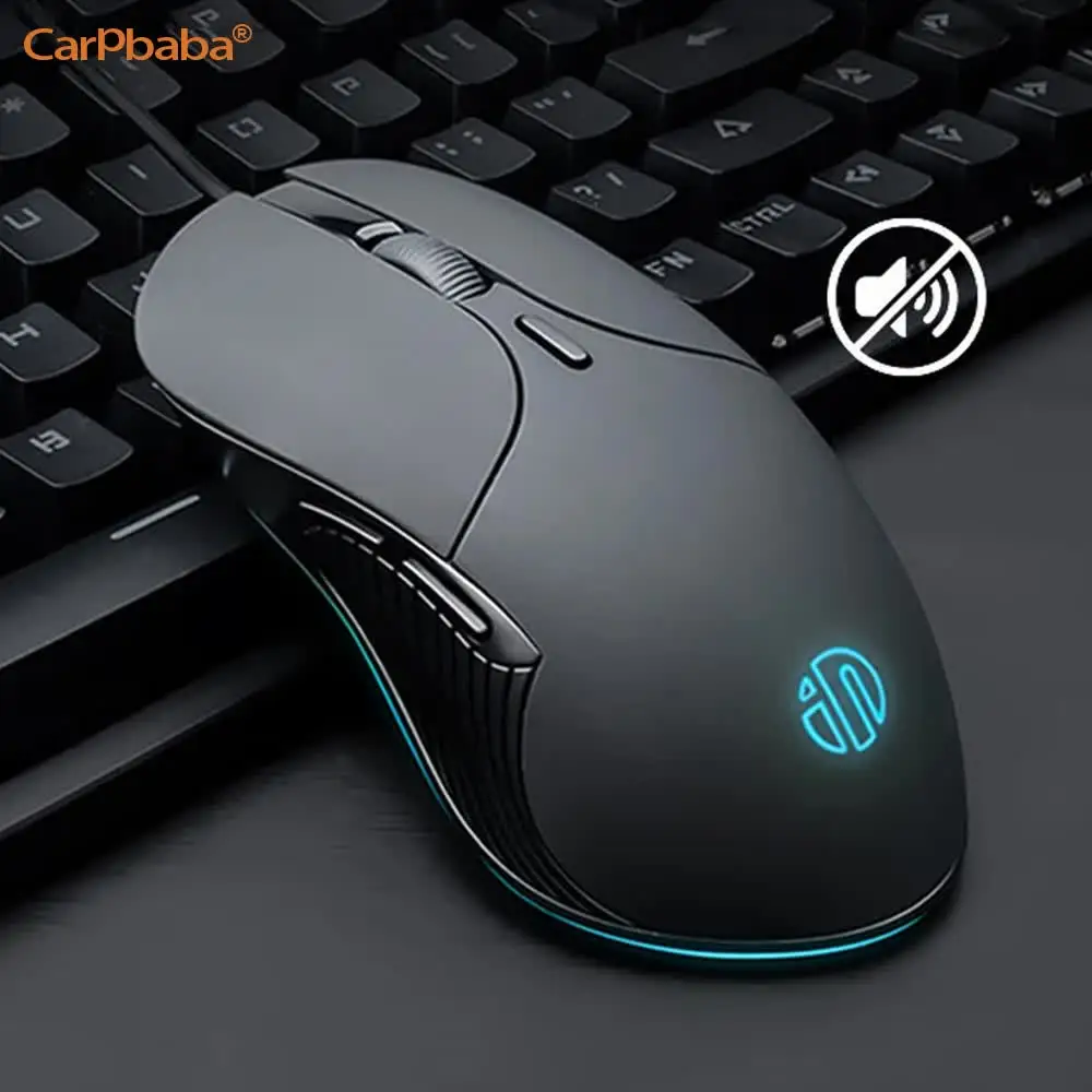 Mouse gaming silencioso pb1, usb com fio, para pc e laptops, universal, com luz colorida, 8800dpi