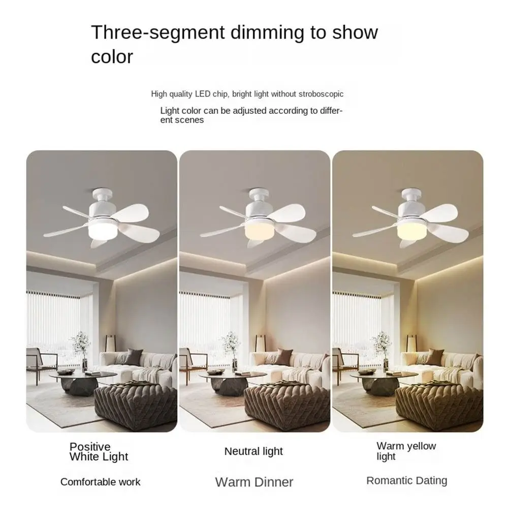 with Lights Ceiling Fan Light with Remote Control Dimmable E27 Socket Ceiling Fan Energy Saving 3 Gears Electric Cordless Fan