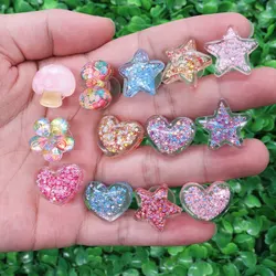 13pcs/set Shoe Charms Shining Stars Heart Shaped Garden Shoes Accessories Buckle Decorations Fit Wristband Women Gift
