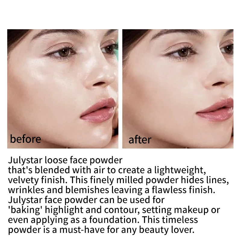 Pó facial mineral à prova d'água, controle de óleo, pó de configuração translúcido, alta cobertura, fixador de maquiagem, maquiagem para mulheres