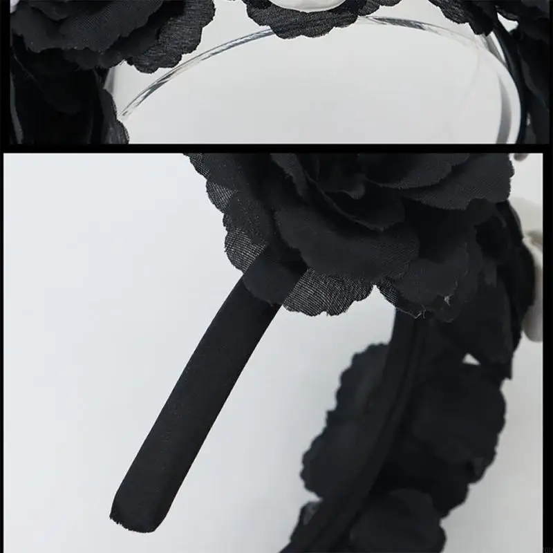 270D Gothic Horror Skull And Plastic Floral Hair Accessory Perfect For Costume Balls