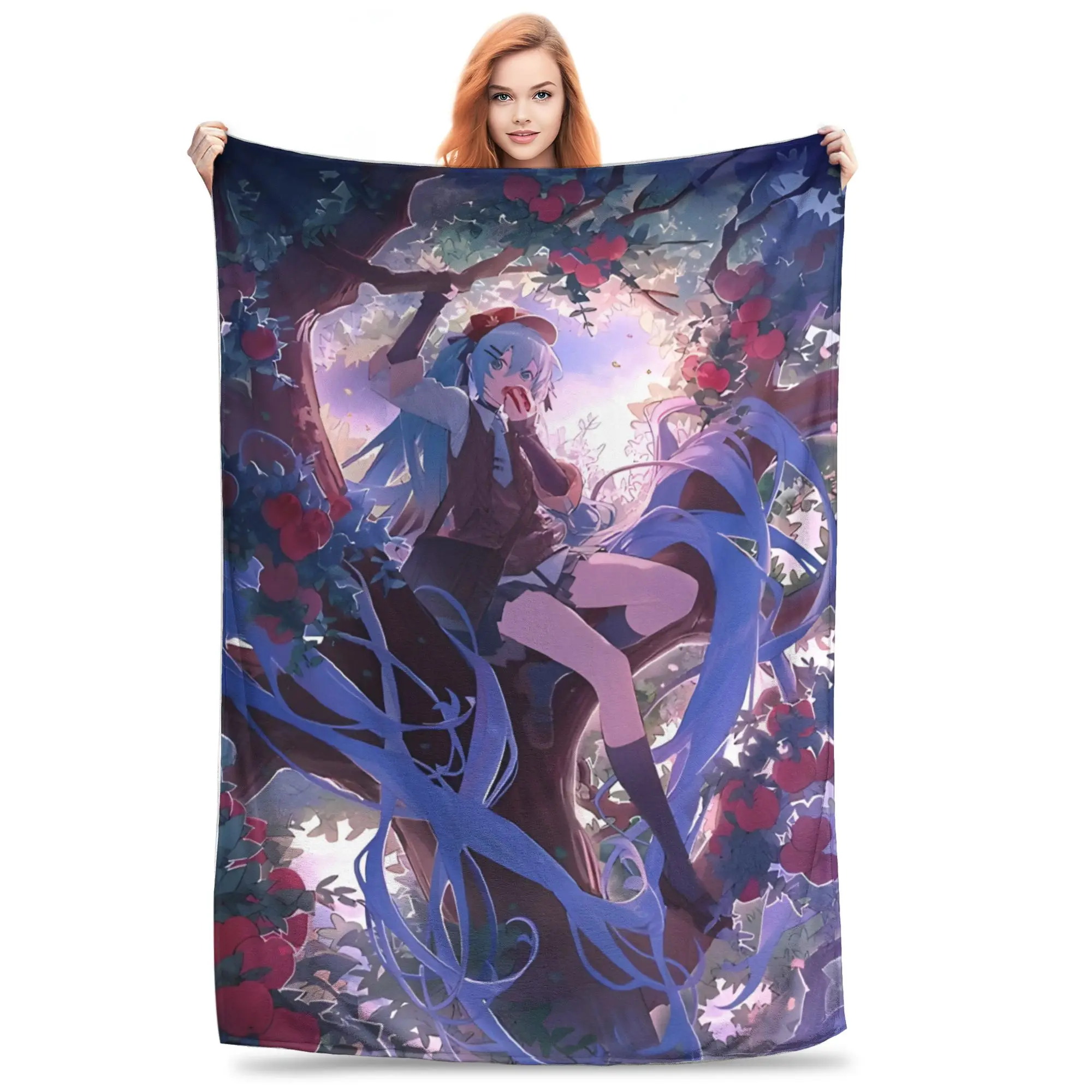 1PC home Cutecore Hatsune Miku Cartoon Singer  Blanket Super Cosy Plush Home Living Room Sofa halloween