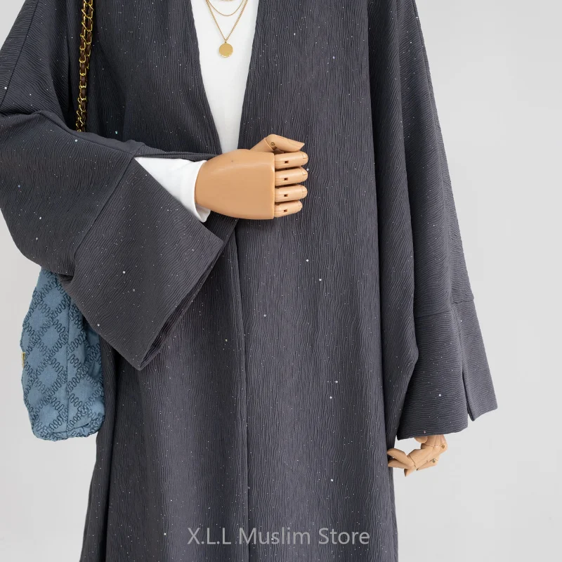 Open Abaya Dubai Luxury Fashion Prayer Women Garment  Elegant Thickening Cardigan Eid Ramadan Robe Clothing Muslim Cardigan