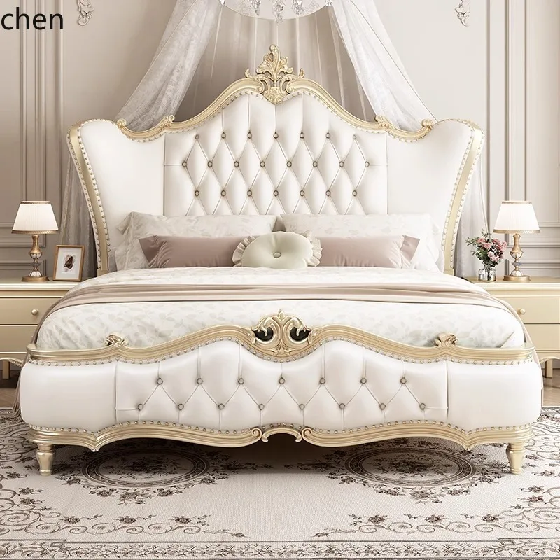 ZML Solid Wood Bed Double Bed Master Bedroom High Box Storage Bed