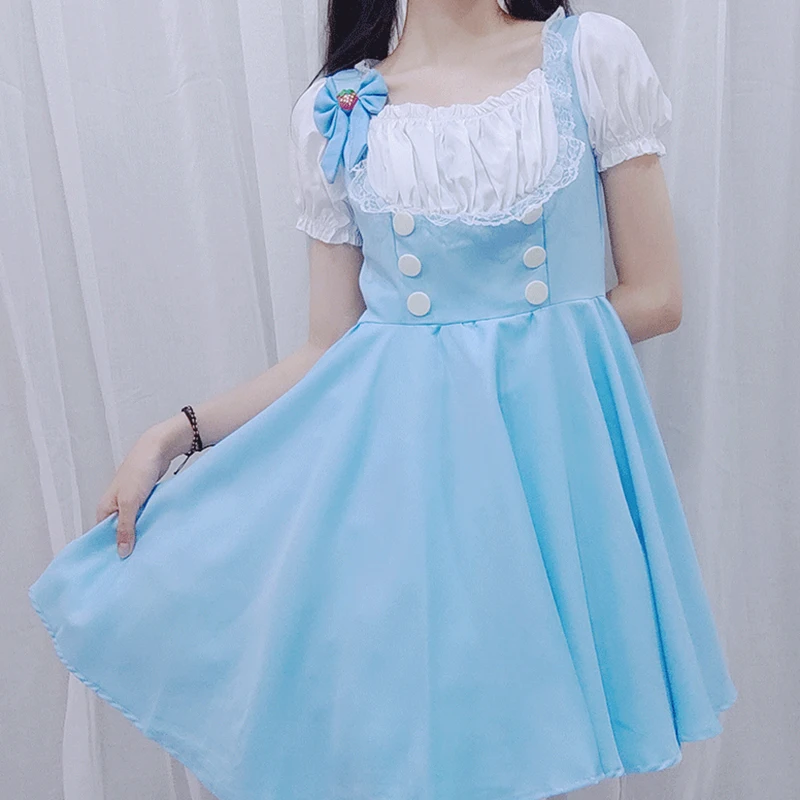 Cosplay princess dress, Lolita maid costume, fresh, sweet, super cute blue maid costume, anime costume, cute set