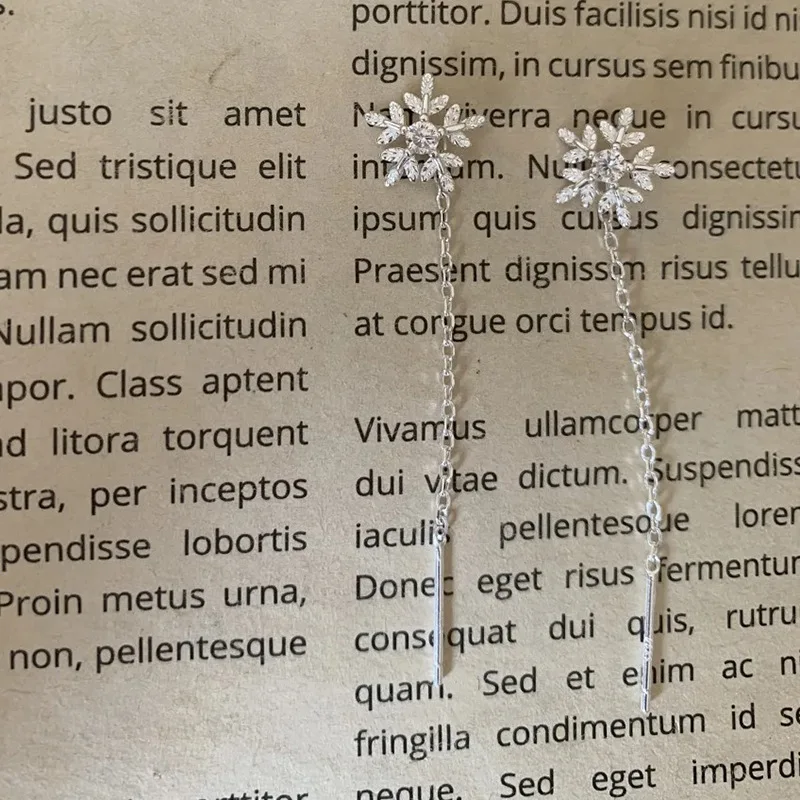 925 فضة ساحرة رومانسية ندفة الثلج خط شرابات قرط الاذن المرصع للنساء غرامة مجوهرات عالية فاخرة خمر الملحقات