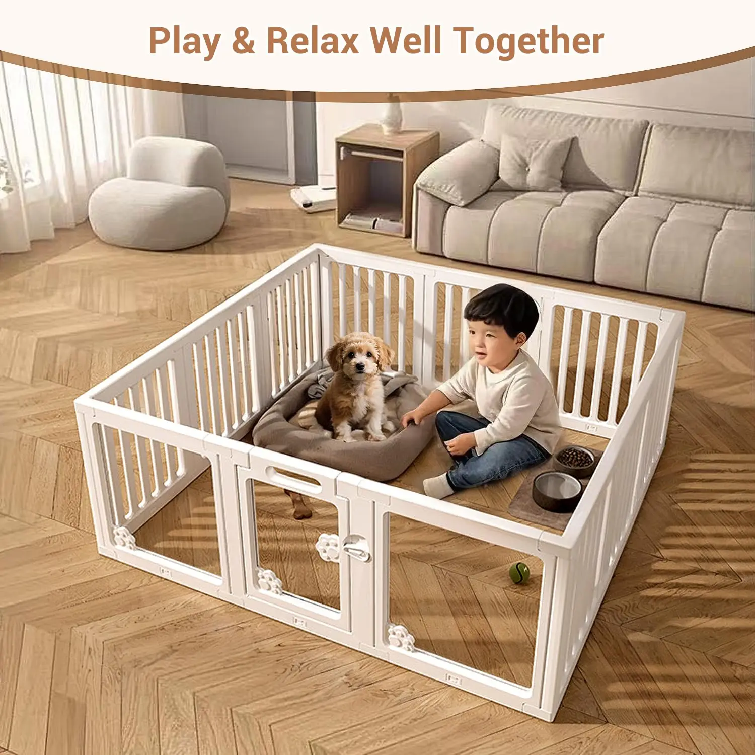 Манеж для собак, домашний пластиковый манеж для домашних животных с дверцей для щенков, собак, маленьких животных, простая установка с якорями, присосками