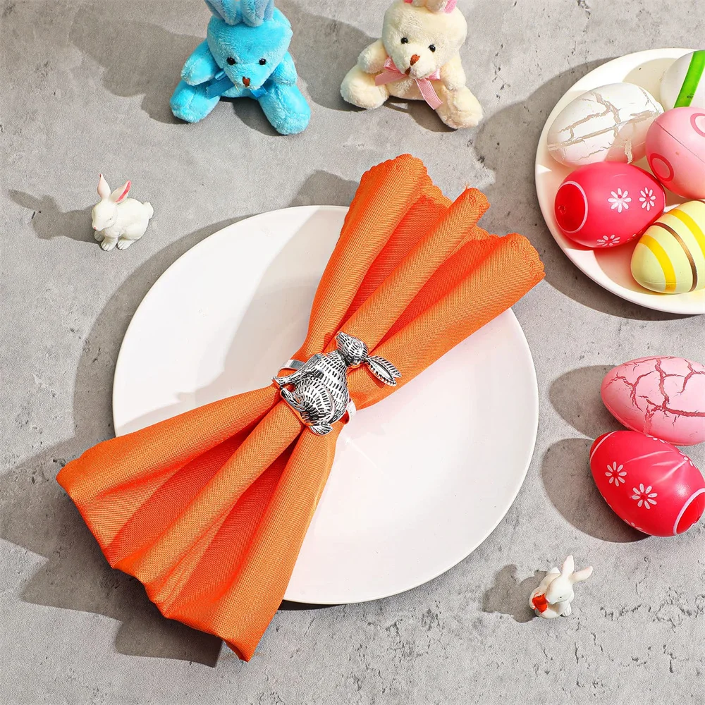 Cartoon Rabbit Napkin Ring Cute Easter Bunny Table Decoration Towel Button Wedding Party Supplies Metal Napkin Buckles Holder