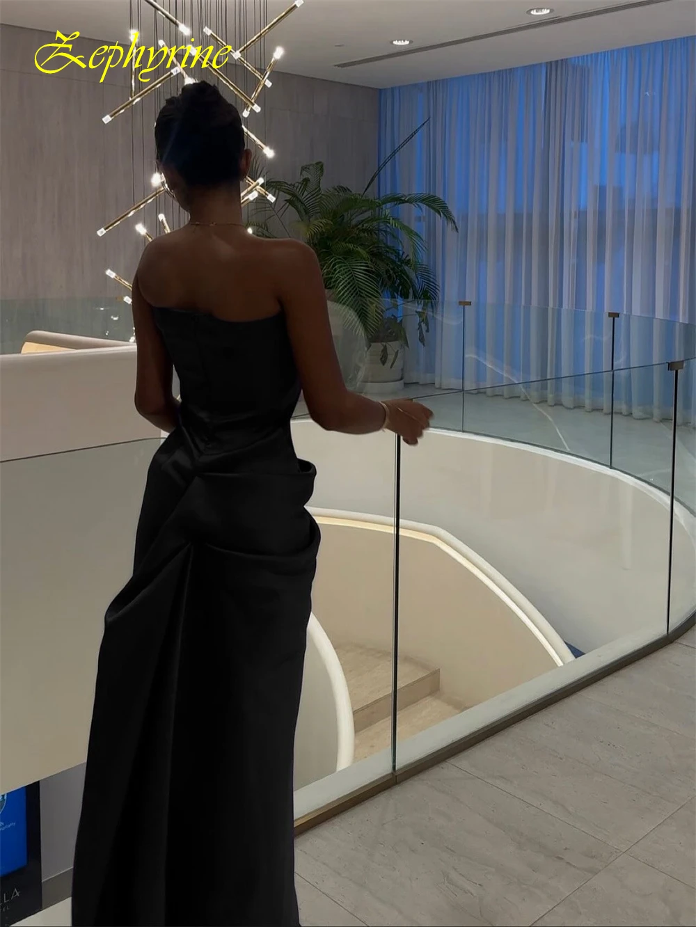 Vestido de noite sem alças simples personalizado e vestidos formais de cetim para ocasiões especiais e vestidos de baile sem mangas com temperamento