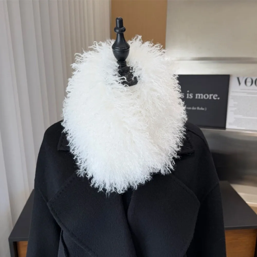 Cute Winter Warm Faux Fur Collar Scarf Magnetic Attraction Double-sided Scarf for Women Thicken Soft Loop Scarves for Outdoors