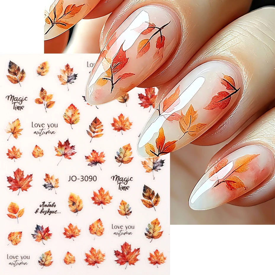 2 Stück Herbstblätter Nagelaufkleber Ahornblatt Nagelsticker Vintage Herbstdeko Maniküre Nagelkunst Aufkleber Dekorationszubehör – Detail 2