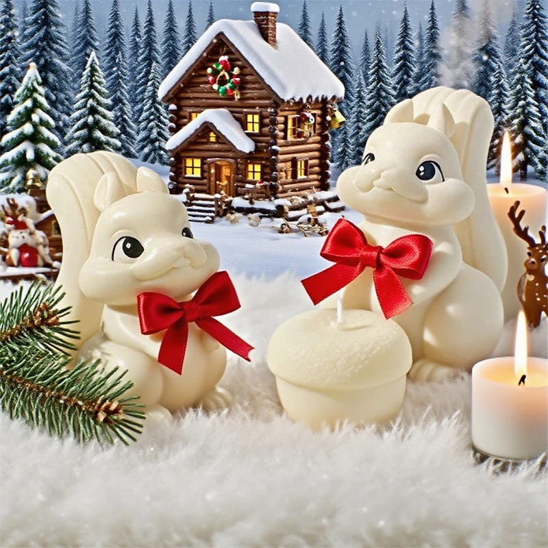 

3D Squirrel Silicone Mold for DIY Handmade Aromatherapy Candle Resin Plaster Craft Decor Home Decoration Gift Making Mould