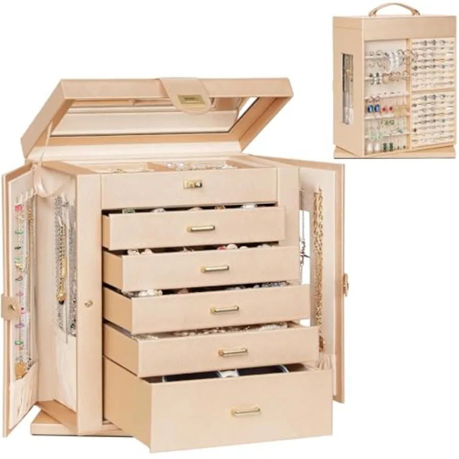 

Jewelry Box 360° Rotating 6-Tier Functional Jewelry Storage Case Organizer for Women Girls Ring Necklace Earring Bracelet Holde