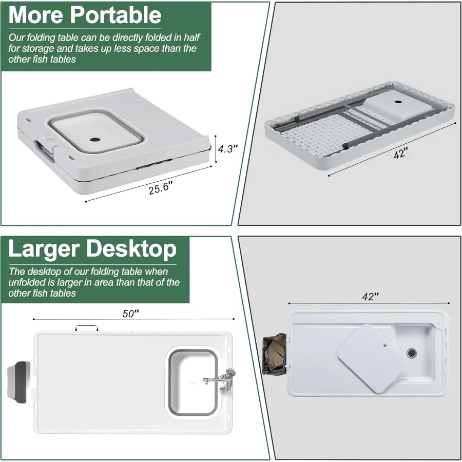 50 طاولة تنظيف الأسماك القابلة للطي مع حوض قابل للطي محطة فيليه خارجية محمولة للتخييم مع محطة مطبخ أصغر قابلة للطي #4