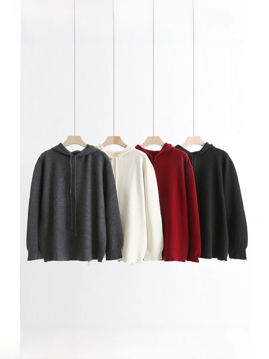 

Вязаный свитер ROCO6 из чистой шерсти с капюшоном, утепленный, свободного кроя, осенне-зимний, теплый, пушистый, с интегрированной шерстяной подкладкой