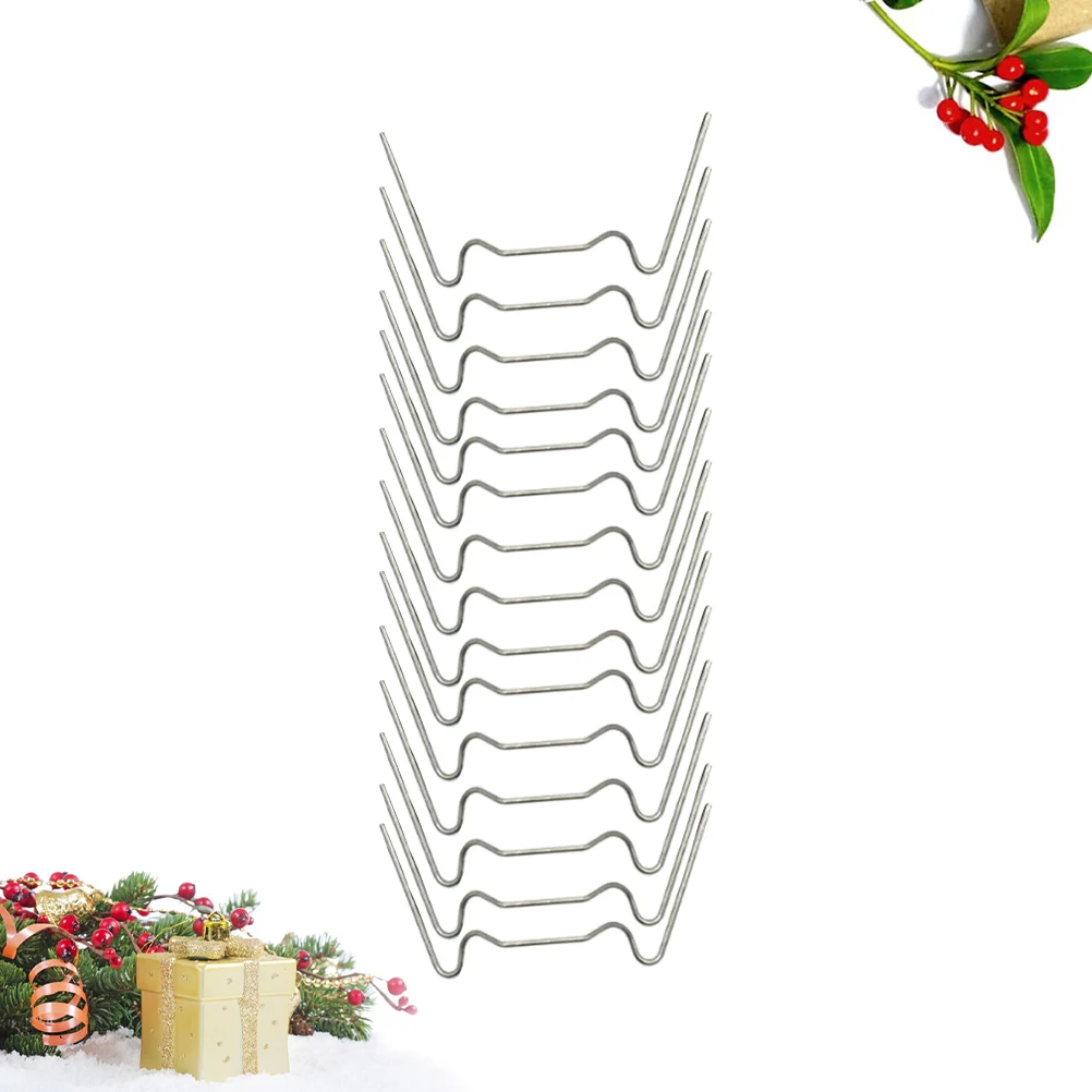 100PCS W-shape Ground Fixing Nails Galvanized Nails Lawn Gardening Nails for Home Outdoor (Silver) garden stakes