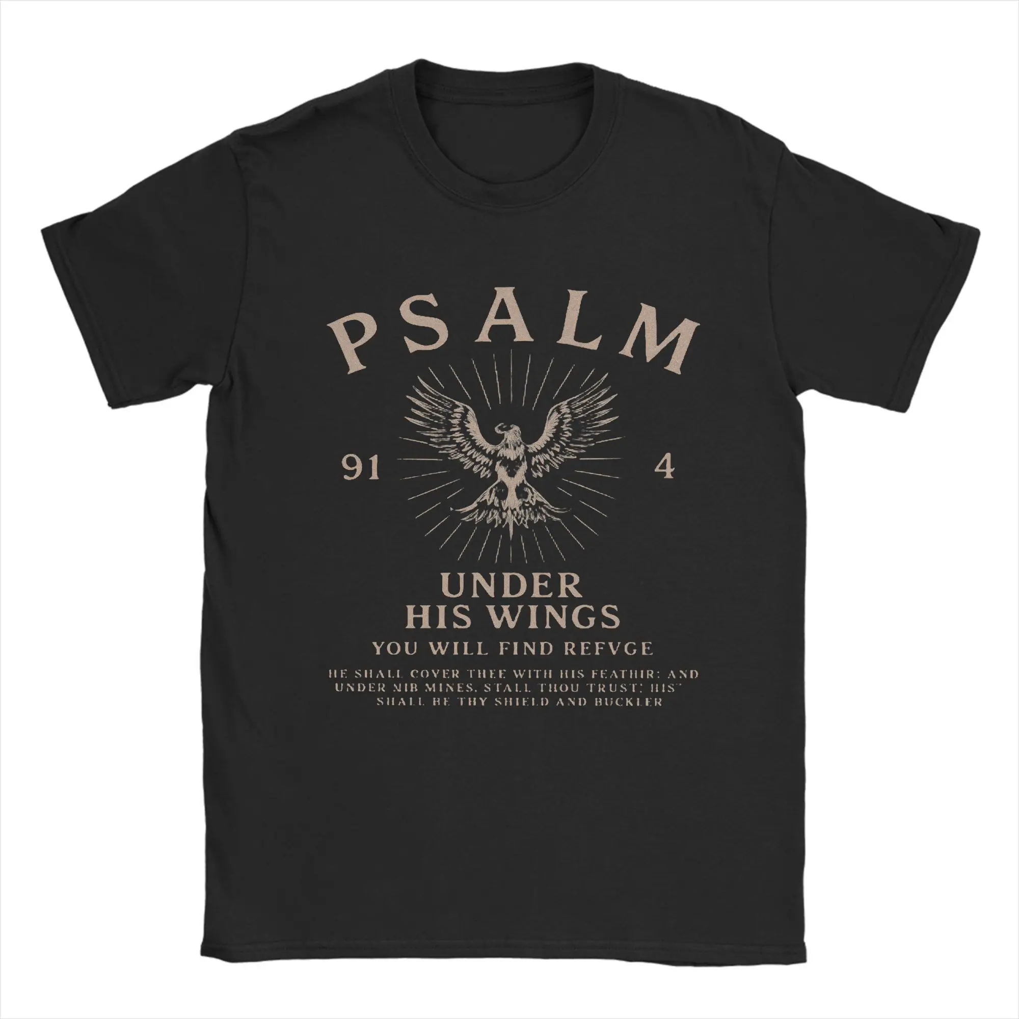 

Psalm 91 God Is My Refuge and Fortress Cotton T-Shirt For Men Beach Streetwear TShirt O-Neck Tees Plus Size Custom DIY Clothes