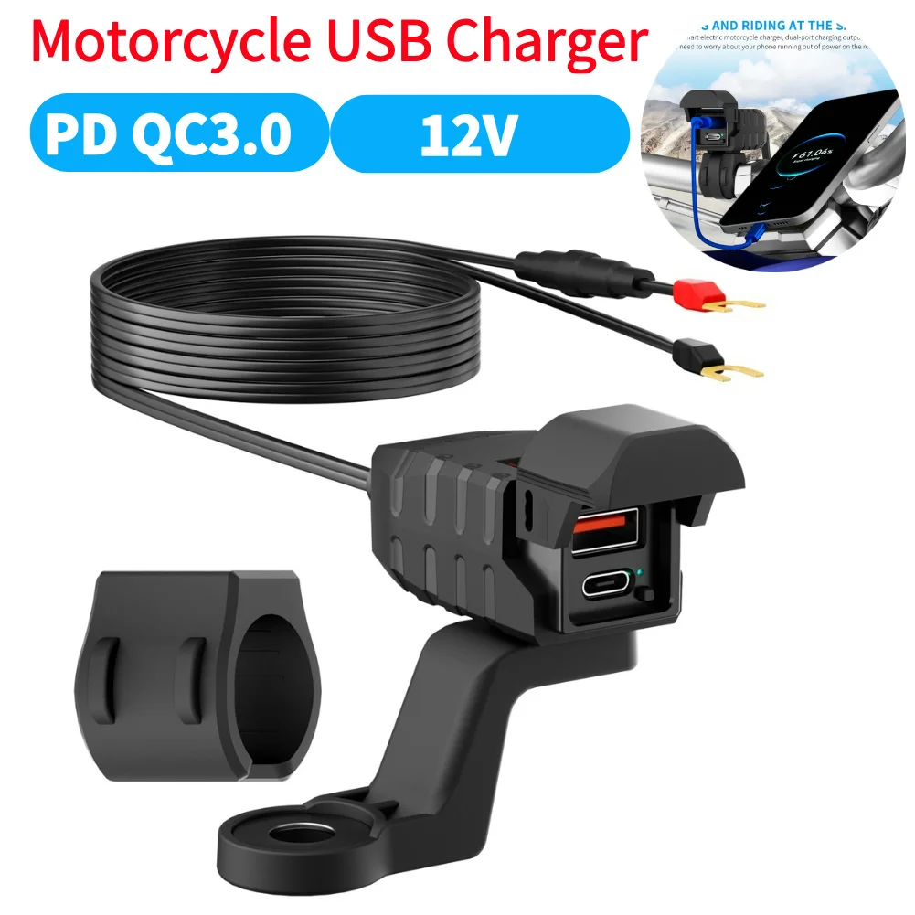 

PD QC3.0 Handlebar Quick Charger Adapter Waterproof Motorcycle Phone Charger USB Type C Motorcycle Charger for Phone Tablet GPS