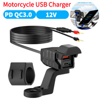 PD QC3.0 Handlebar Quick Charger Adapter Waterproof Motorcycle Phone Charger USB Type C Motorcycle Charger for Phone Tablet GPS