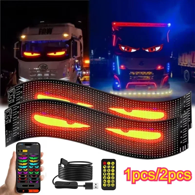 

Demon Eyes Автомобильный светодиодный логотип Приложение Светодиодная матрица Пиксельная панель Ночник Светодиодные глаза для грузовика DIY Программируемый гибкий дисплей