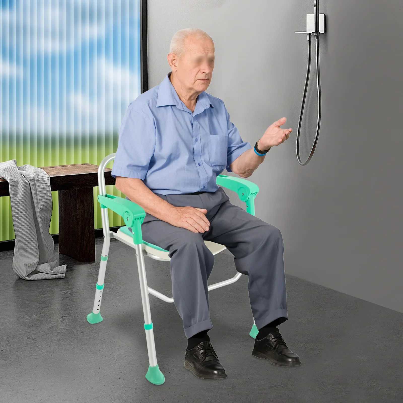 

Groove Anti Slip Shower Chair - Blue, High-quality, Nursing Homes, Retirement Homes,Used in Hospitals