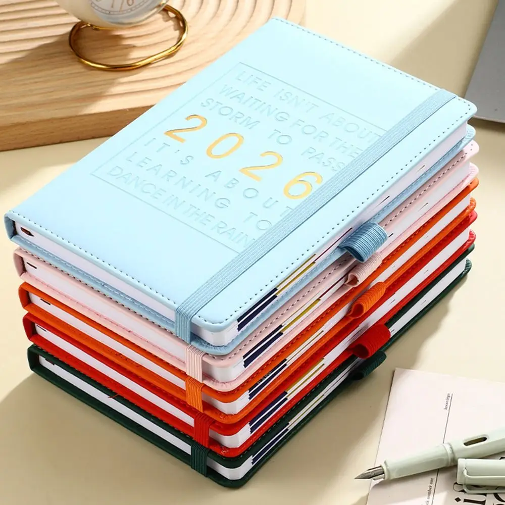 English 2026 Schedule Planner Notepad Wear-resistant 12 Months 365 Days Efficiency Notebook Bookmark Simple Diary Writing Pads