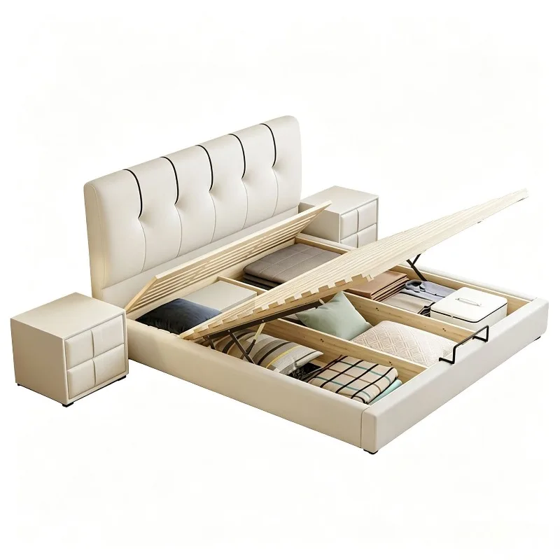 minimalist modern soft leather bed 1.5 meters single second bedroom master bedroom 1.8 meters double bedroom marriage bed