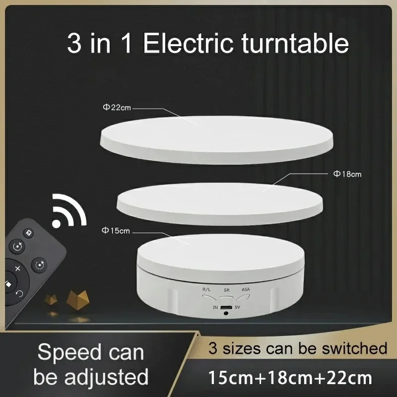 3 Speeds Electric Rotating Visualizer 360° Turntable Regulation USB Charge Display Stand For Video Shooting Prop Jewelry Shoes