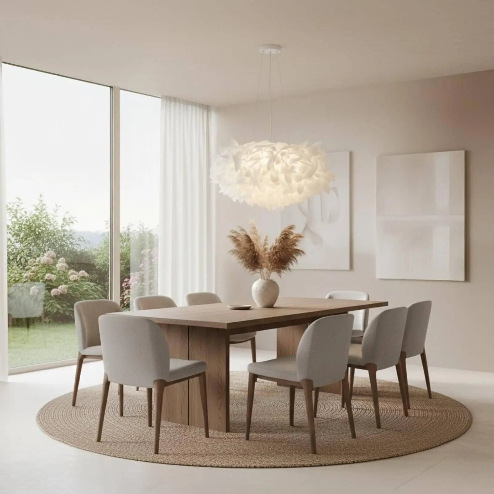 Children Room Pendant Ceiling Lamp Nordic White Wrought Iron PVC Lighting Modern Hanging Fixture for Kitchen Dining Table Warm