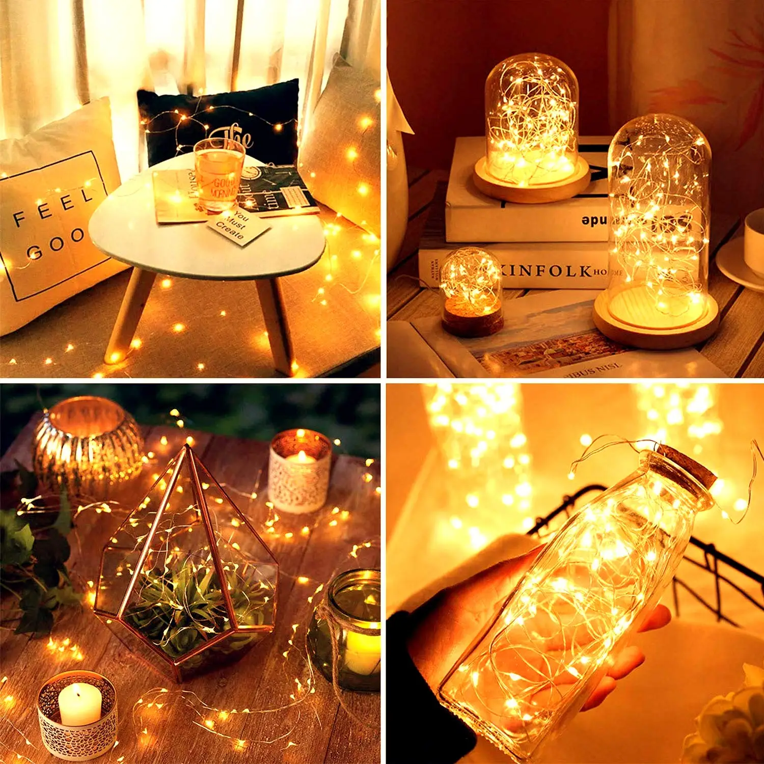 Imagem -06 - Guirlanda Ilumina com Bateria Fio de Cobre Luzes da Fada para o Partido Casamento Decoração Interna Natal 10 Pcs Cr2032 a