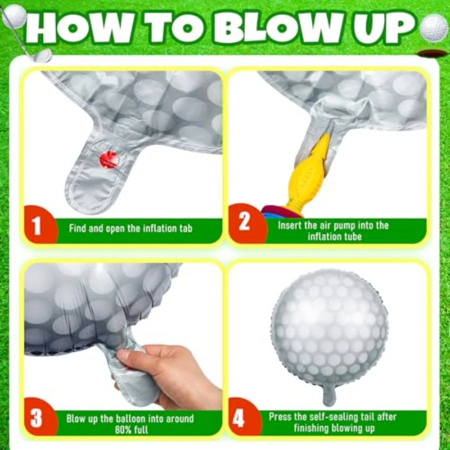 Juego de 16 Uds de globos de Golf, pelota de 18 pulgadas y 30 globos de aluminio en forma de palos para decoraciones para fiestas de cumpleaños, eventos temáticos de Golf, deportes Pa