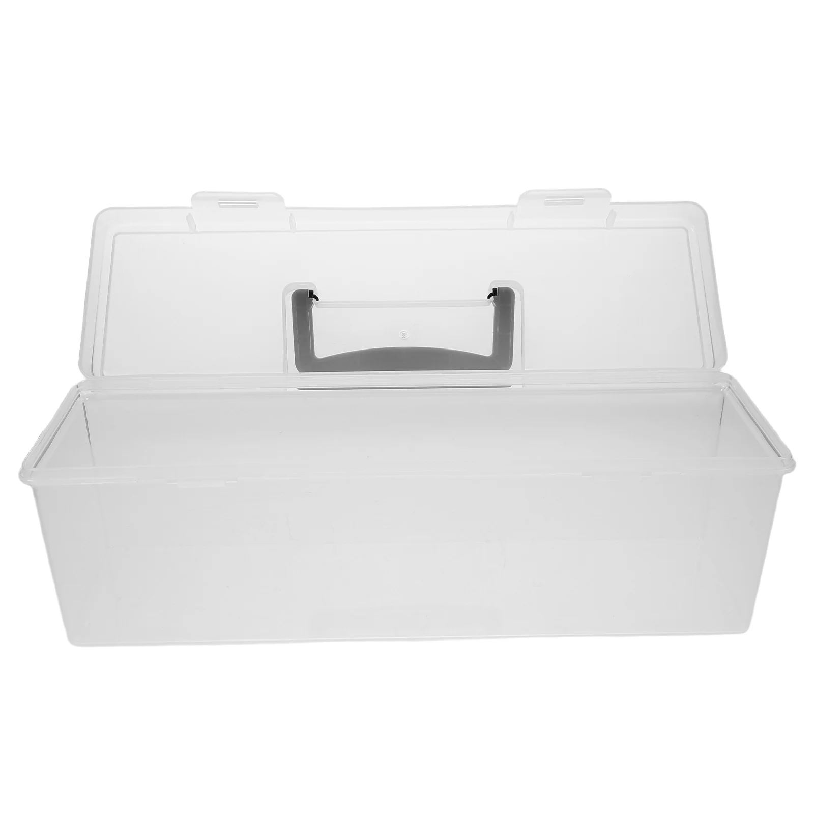 

Large Clear Plastic Storage Box With Handle Transparent Dust-Proof Organizer For Craft Supplies Art Tools Office