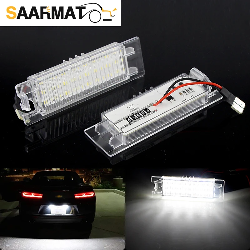 2Pcs Error Free LED License Number Plate Light Lamps For Chevrolet Camaro Cruze Malibu Corsa Volt Astra Vectra Zafira Viva