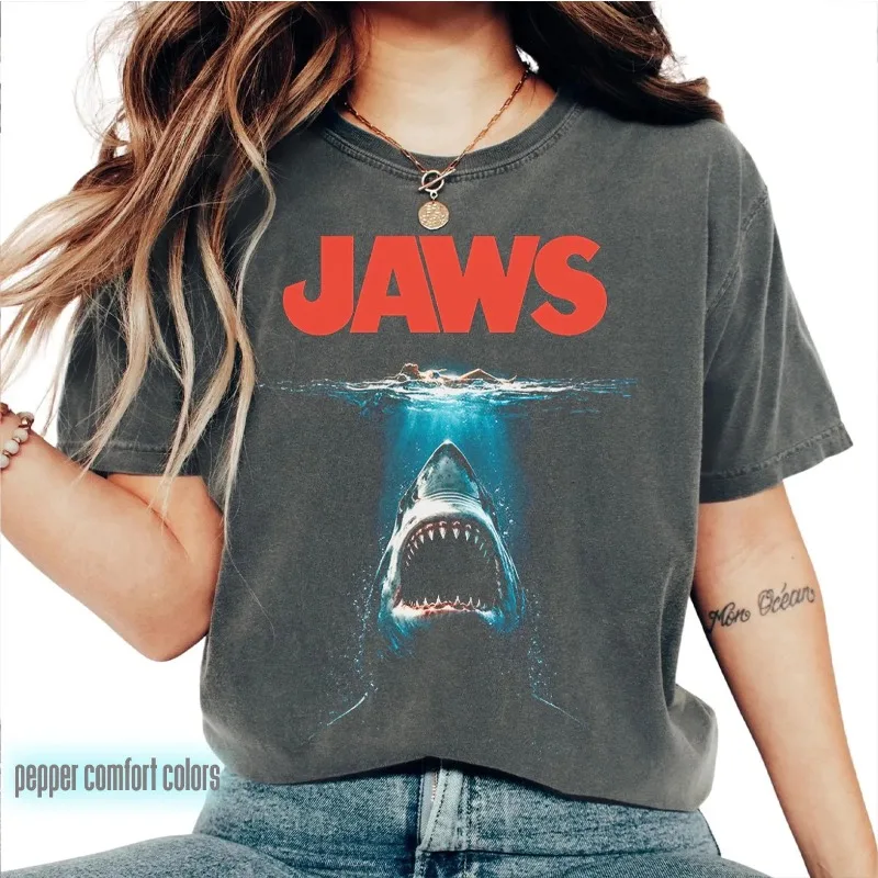 Camiseta Retro de la Película Jaws para Hombre, Nueva Camiseta Informal de Verano, Unisex, Estilo Y2K