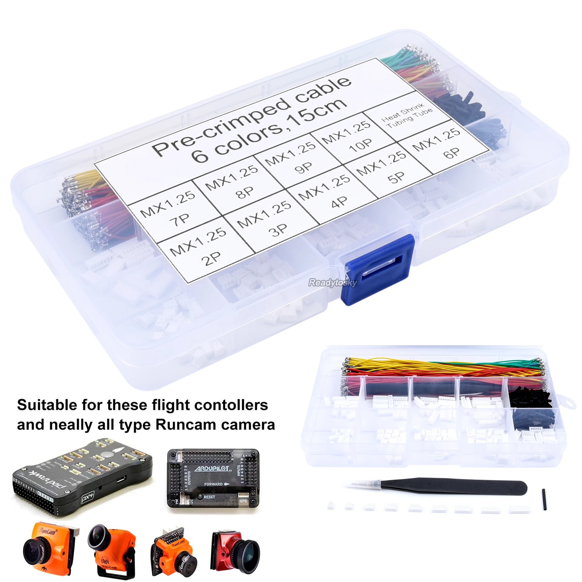 MX 1.25mm MX1.25 Pitch Connectors & Pre-Crimped Cables 15cm for Pixhawk APM APM2.8 Runcam Camera Silicone Wire Video Transmitter