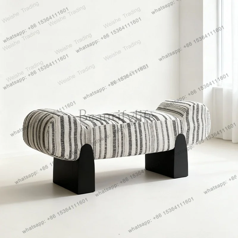 zj.Medieval simple solid wood creative fabric sofa stool shoe changing stool bedroom bedside stool household cloakroom bench