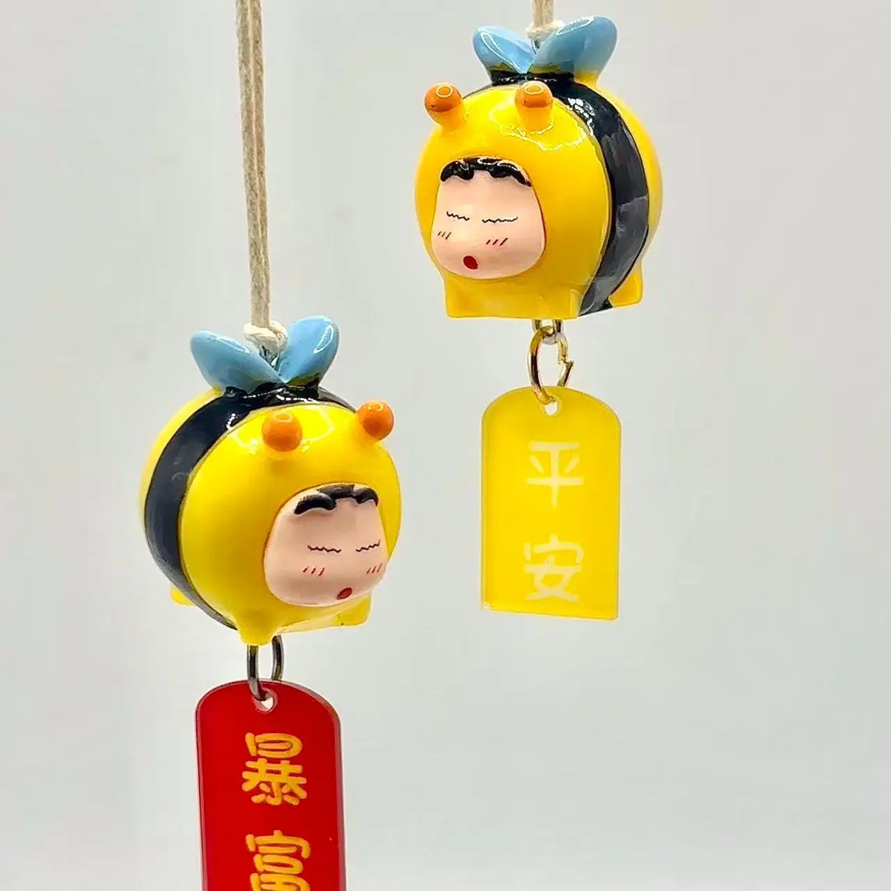Crayon Shin-chan Bee Cosplay Figure Car Hanging Pendant Rearview Mirror Ornament Auto Interior Lucky Decor Gift