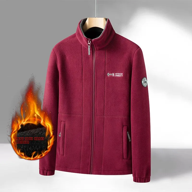 

Double-Sided Fleece Hoodie Thickened Warm Casual Outerwear Men's Cold Resistance Loose Fleece Winter Clothes Long Sleeve Zipper