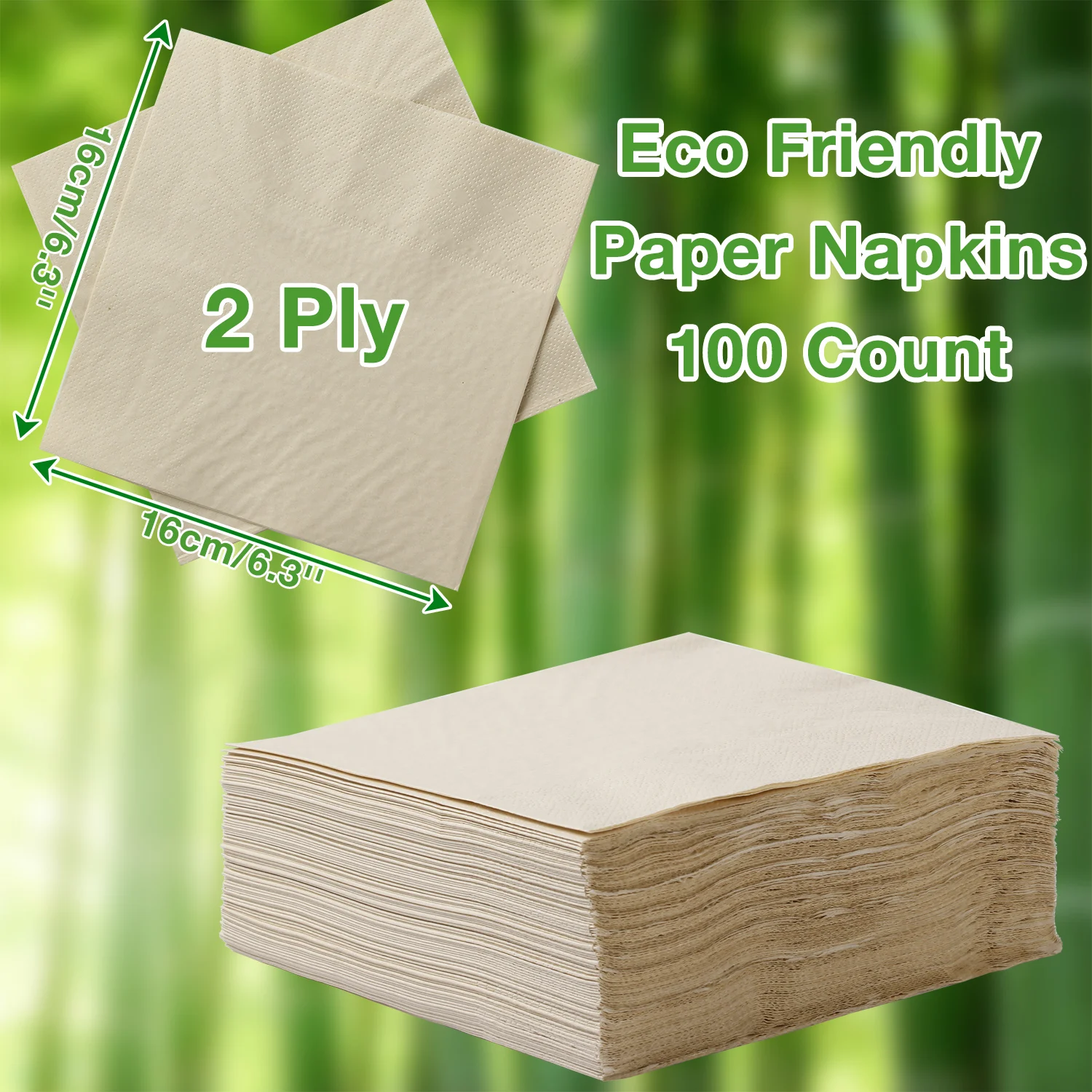 Lekoch 13*13 Inch Eco-friendly Bamboo Paper Dinner Napkins Disposable Brown Napkins for Party Wedding Bbq RV Luncheon