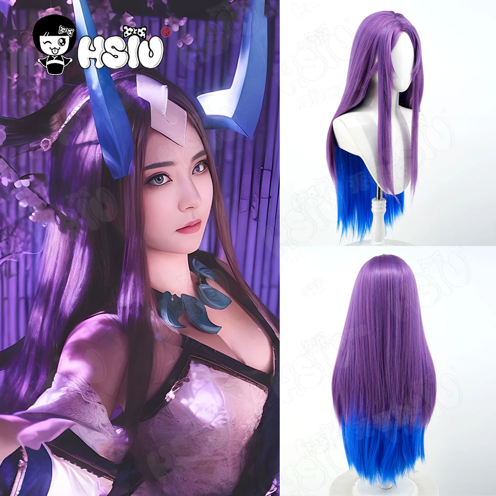 

Irelia Cosplay Wig Fiber synthetic wig「HSIU」80CM Blue purple layered long Wig Game LOL The Blade Dancer League of Legends Wig