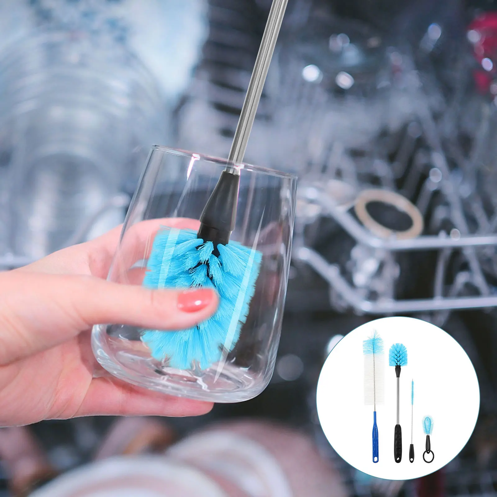 

1Set Bottle Brush Cup Brush Set Soft Durable Bristles Ergonomic Handle Easy Clean Narrow Neck Bottles Milk Bottle Cleaner