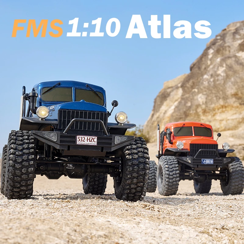 New FMS RC Car 1/10 Atlas 4X4 4WD RS Rock Crawler Climbing Scale Retro Toy Vehicle 2.4G Remote Control Adult Built Gift 1:10