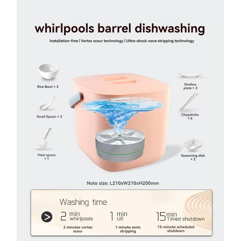 AD24-Ultrasonic จานเครื่องซักผ้าแบบพกพา Mini Turbo เครื่องล้างจาน,ผักเครื่องซักผ้าในครัวเรือนอ่างล้างจานเครื่องล้างจานอุปกรณ์